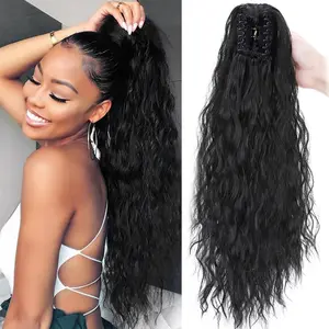 24inch Ponytail Extension Claw Long Pony Tail  elegant Hair Extensions Corn Wavy Hairpiece for Women