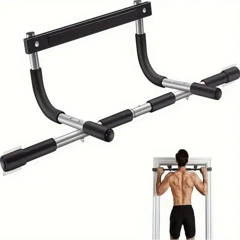 Adjustable Height Pull Up Bar - Sturdy Steel, Anti-Slip Sponge Grips (Anti-Slip Surface), No-Screw Functional Leverage, 37" Chin-Up & Dip Station, Fits Most Doors, Home Gym Equipment for Bodyweight Resistance Training (Workout & Exercise Equipment)