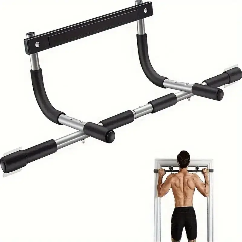 Adjustable Height Pull Up Bar - Sturdy Steel, Anti-Slip Sponge Grips (Anti-Slip Surface), No-Screw Functional Leverage, 37" Chin-Up & Dip Station, Fits Most Doors, Home Gym Equipment for Bodyweight Resistance Training (Workout & Exercise Equipment)