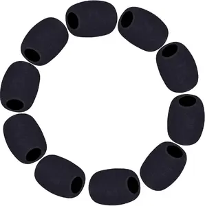 10 Pack Lapel Microphone Windscreen, Headset Windscreen, Mic Foam Covers Lavalier Microphone Windscreen for Variety of Headset Microphone, Tough Sponge Material, Noise Reduction, Black