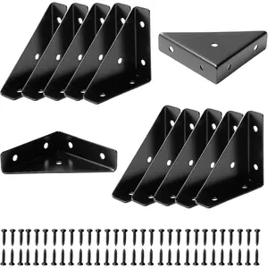 Corner Brace Brackets, 12 count 66 x 66mm Black Corner Braces for , Universal Furniture Corner Connector, Triangle Shelf Bracket, Corner Desk Connector for Bed, Table, Cabinet