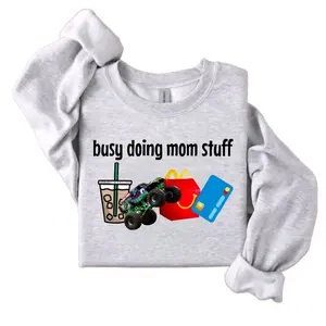 monster truck mom crewneck sweatshirt long sleeve cute popular cute busy doing mom stuff boy mama