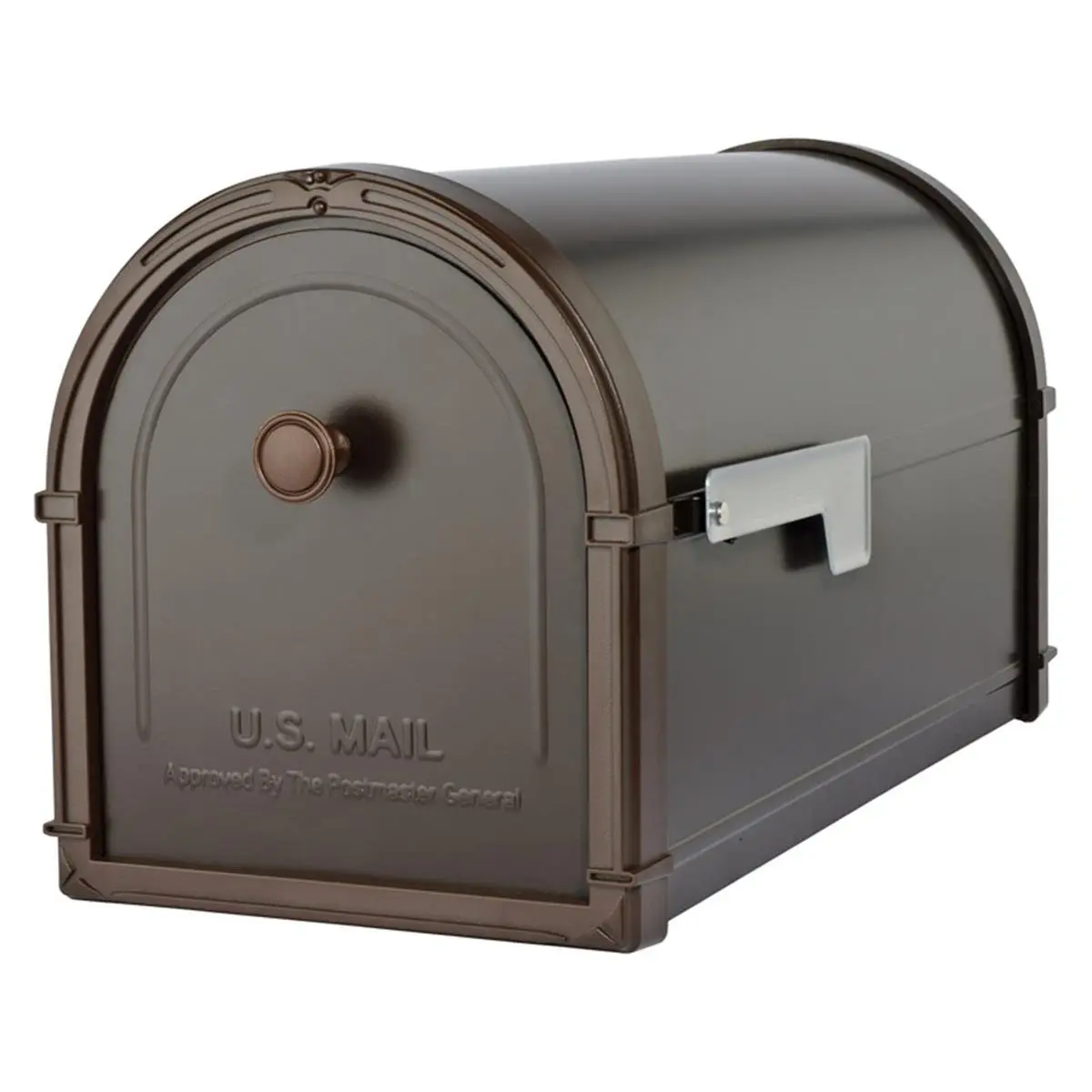 Architectural Mailboxes Bellevue Modern Galvanized Steel Metal Mailbox - Post-Mounted, Rubbed Bronze, Molded Resin Frame, Pull-Down Opening, Rust-Resistant, Powder-Coated, 11.2 lbs, 10.7x9.2x21.3 in, Reliable Durable Home & Garden Improvement Solution