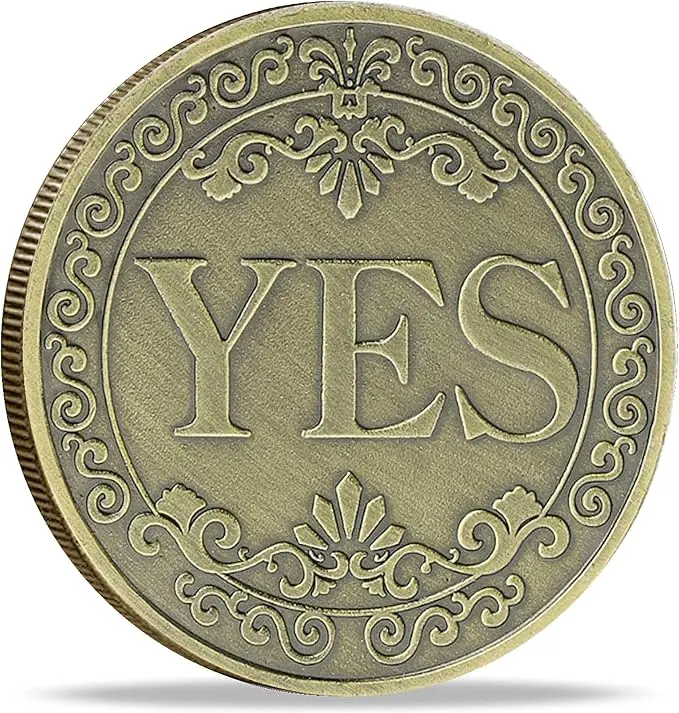Yes No Challenge Coin Decision Maker Coin,Flipping Coin for Party/Game,Gold Coin