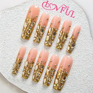 Lovful | Square Mid Length 1.7" Holiday Collection Handmade Acrylic Press on Nails |10PCS Reusable,Salon Quality,Link 1 H23-H161