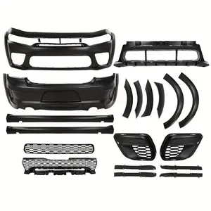 15-24 Charger Wide Body Style Front & Rear Bumper Kit - High-Quality PP Plastic Material, Durable and Rugged Design, Includes Main Bumpers and Accessories for a Seamless Installation Experience