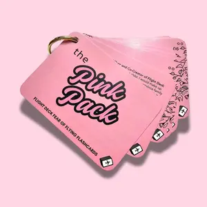 Flight Deck Fear of Flying Flashcards with Gold Ring Binder - TEA ROSE PINK