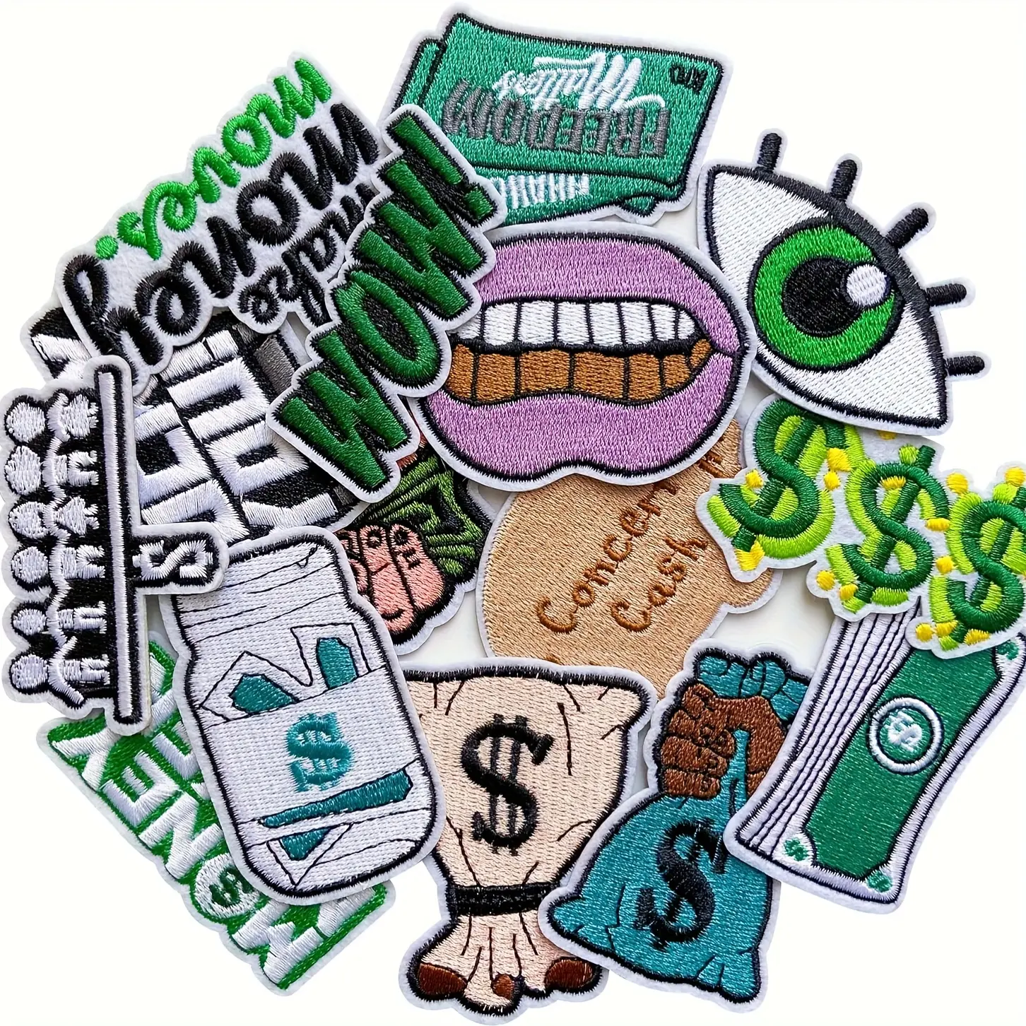 15pcs Money Theme Polyester Iron-On Patches - USD Dollar Sign Applique, High-Quality Dressmaking/Cotton Fashion Accessory for Bag Decoration, Gift for Entrepreneurs