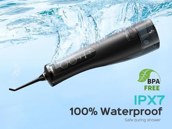 COSLUS E40 Professional Water Flosser|10 Pressure Settings, Cordless & IPX7 Waterproof | Fights Plaque, Tartar & Gum Disease | Perfect for Braces, Orthodontics, Dental Care | Home & Travel Use | #OralCare #Braces #DentalHealth Teeth Cleaning Machine Black