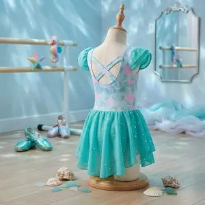 Girl's Ruffle Sleeve Ballet Leotard with Skirt Criss-Cross Back Dance Dress Outfit - Elegant Performance Costume for Ballet Recital Practice Party Comfortable Stretch Fabric Perfect for Kids Toddlers