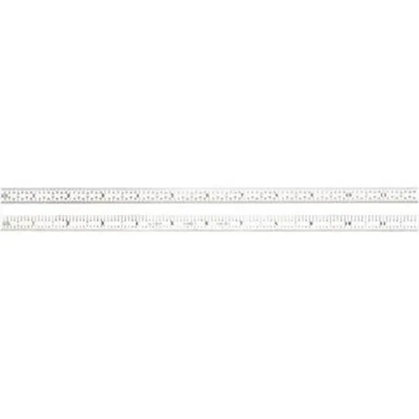 Starrett Flexible Steel Rule - 12" OAL, 1/2" OAW, Silver, Satin Chrome-Plated, Multiple Grads (5R, 1/100", 1/32", 1/64"), Model 51348