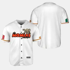 (WHITE) LAS MOMIAS DE GUANAJUATO Baseball Jersey, Mexico Jersey for Men Women Youth And Kids, Mexico Baseball Shirt, Hiphop Jersey, All-Over Print Baseball Jersey