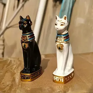 Egyptian Cat Statue Decor: Resin Miniature Animal Figurine for Home, Garden, Or Festive Décor -  For Cat Lovers & Home Decor Enthusiasts - Perfect Gift for Housewarming & Holidays