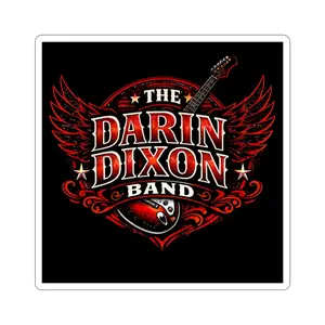 Kiss-Cut Sticker — "The Darin Dixon Band" Red Guitar Wings Logo