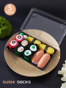 5 pairs of sushi gift socks, unique holiday gift set design stockings, suitable for birthday parties/family day parties/Valentine's Day/Carnival/Ramadan/St. Patrick's Day/Easter/Mother's Day/Father's Day/Anniversaries and various holiday whimsical gifts.