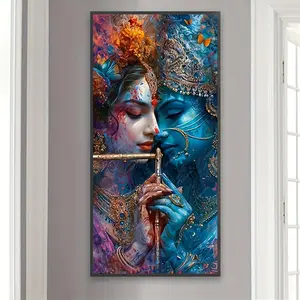 Lord Krishna & Radha Pattern DIY Diamond Arts Colorful Painting Kit without Frame, DIY 5D Diamond Arts Colorful Painting Kit, Wall Art Decor for Home