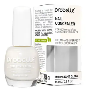 Probelle Illuminating Nail Concealer, Sheer Long Lasting Brightening Nail Polish for yellowing discolored nails, perfect finish for damaged or yellowing nails to conceal nail imperfections, Vegan, Gluten Free