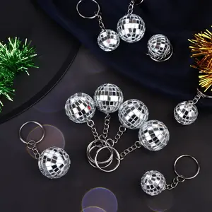 12 Sets Mirror Disco Ball Keychains with Organza Bags and Thank You Tags — Mini Disco Ball Decorations, Bulk, for 70s/80s Party Favors, Disco Theme Birthday, Halloween, and Christmas Parties