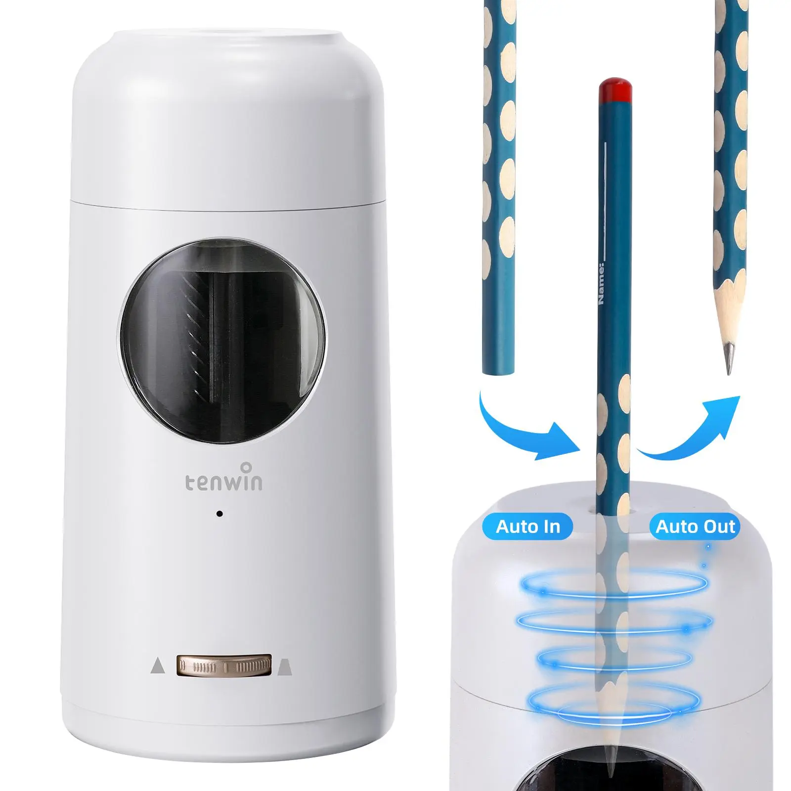 Portable Electric Pencil Sharpener, Rechargeable Sharpener with Shavings Container, Fast-Sharpening Pencil Sharpener for Home, School and Office, Valentine’s Day Gift and Art Supply, Office Stationery, Office Supplies