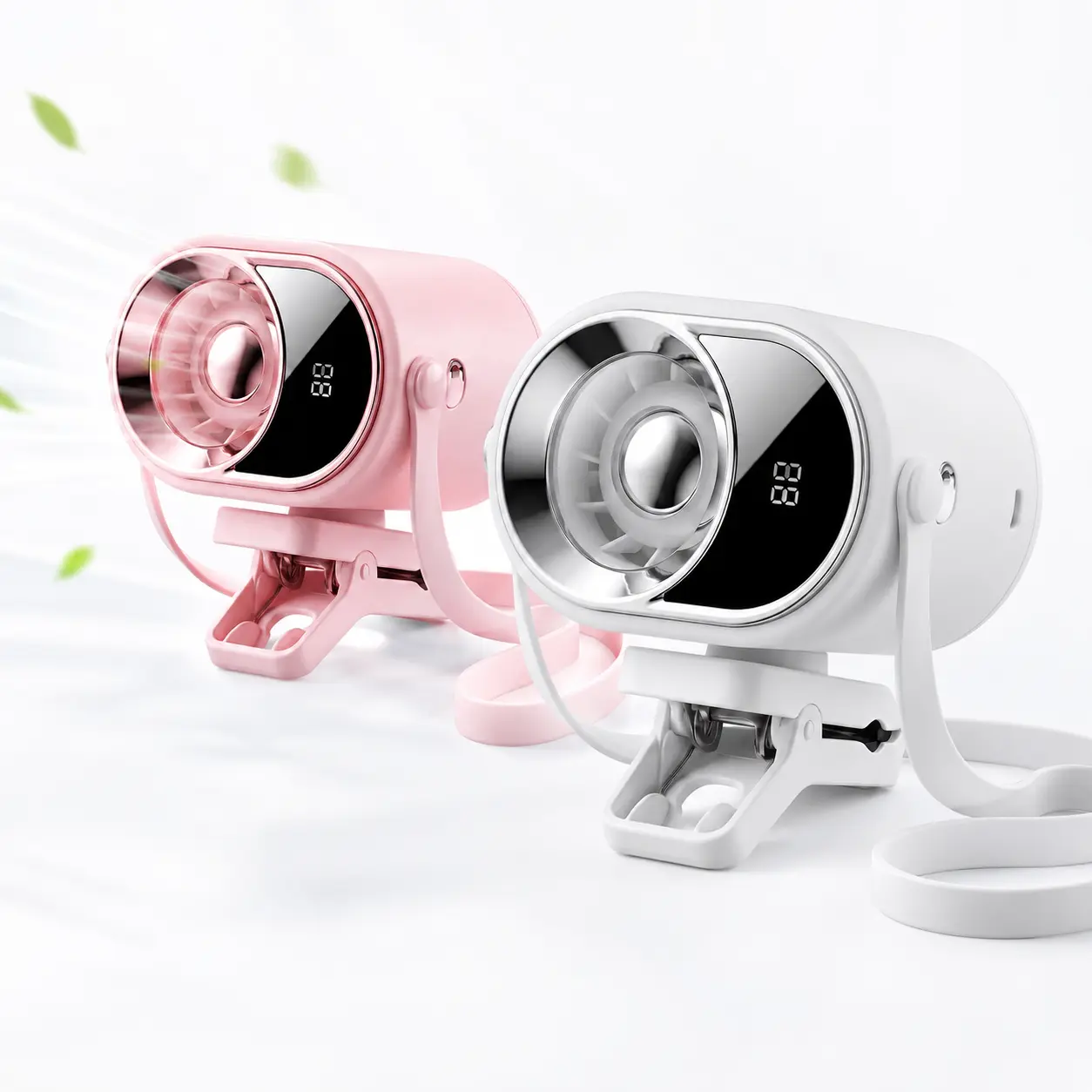 Portable Clip-On Fan with Digital Battery Display, Rechargeable Mini Personal Fan with 4 Speeds, 360° Rotation, Type-C Charging, Lanyard & LED Light for Stroller, Desk, Car, Umbrella, Camping and Travel summerwins