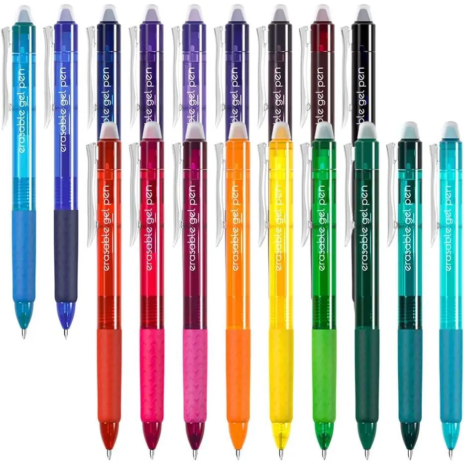 18 Colors Retractable Erasable Gel Pens Clicker, Fine Point(0.7), Make Mistakes Disappear, Premium Comfort Grip for Drawing Writing Planner and Crossword Puzzles