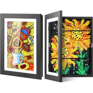 2 Pack  Art Display Frame - 18"X13" Front Opening  Artwork Frames Changeable, Artwork Picture Frames Holds 150 count, Black Art Display Storage for , Drawing, , Crafts