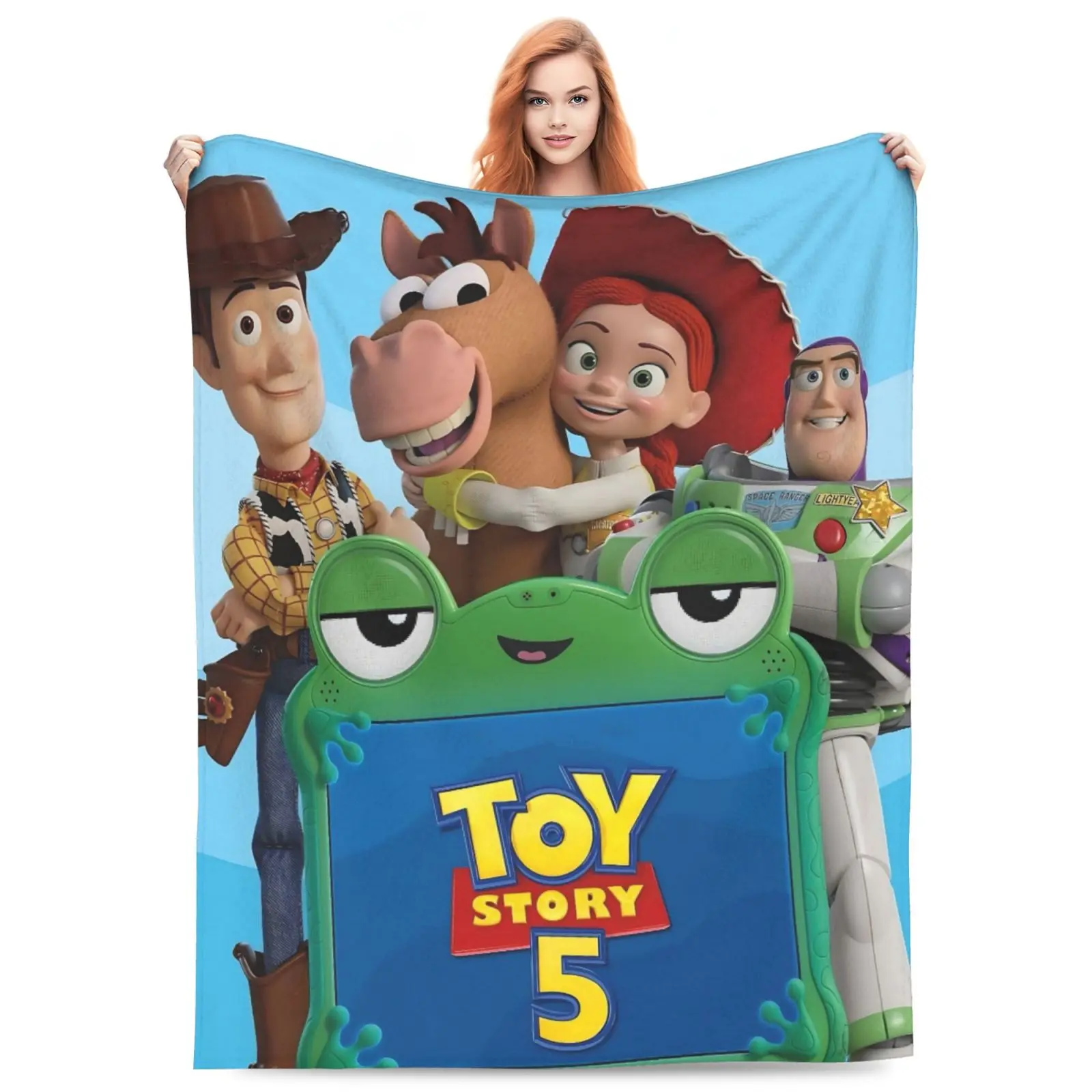 DISNEY CLASSIC Toy Story Throw Blanket, Ultra Soft Flannel Fleece Blanket with Woody, Buzz Lightyear & Jessie Characters, Cozy Lightweight Warm Blanket for Kids Adults, All Season Bed Sofa