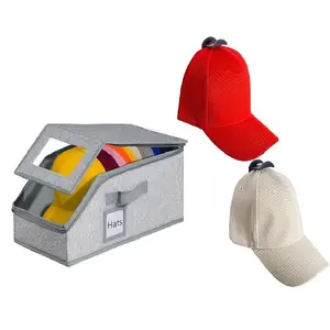 Stackable Hat Storage Boxes for Baseball Caps, Holds Up to 24 Hats,  Closet Stackable Hat Box with Cardboard,Durable Cardboard Box for Men, Classic Style, Wardrobe Organizer