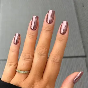 Rose Gold Shine Glossy Press On Nails | CurvLife Nail | 24pcs Medium Oval Fake Nails | High-Gloss Finish with Rich Metallic Rose Gold Hue | Easy to Apply, Comfortable & Long-Lasting | Ideal for Daily Commutes, Business Dinners, Gala Evenings & Chic Events
