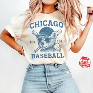 [Sale up to 50%] [Free Ship] Vintage Chicago Baseball Comfort Color T-shirt, Retro Baseball Tee, Cubs Sports Fan Gift, Unisex Graphic Tee