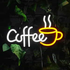 Coffee Bar Sign Wall Decoration, LED Coffee Neon Light Illumination, Kitchen Decor Accessories, Shop Station Art Party Decoration