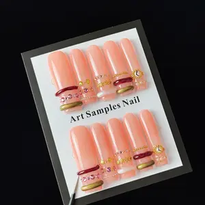 10pcs High-End Hand-Painted Stars and Pearls Fake Nails, Glittering Small Diamonds, Perfect for Travel, Events, and Special Occasions