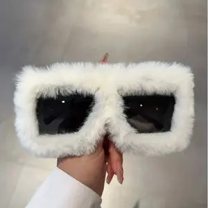 Oversized Pink Wide Frame Fuzzy Texture Glasses for Women, Lightweight Non-Prescription Decorative Eyewear, Trendy Statement for Daily & Party