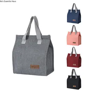 Cotton Insulated Lunch Bag - Reusable Thermal Tote Bag with Handle, Leakproof Cooler Bag for Work School Picnic, Multiple Colors Available