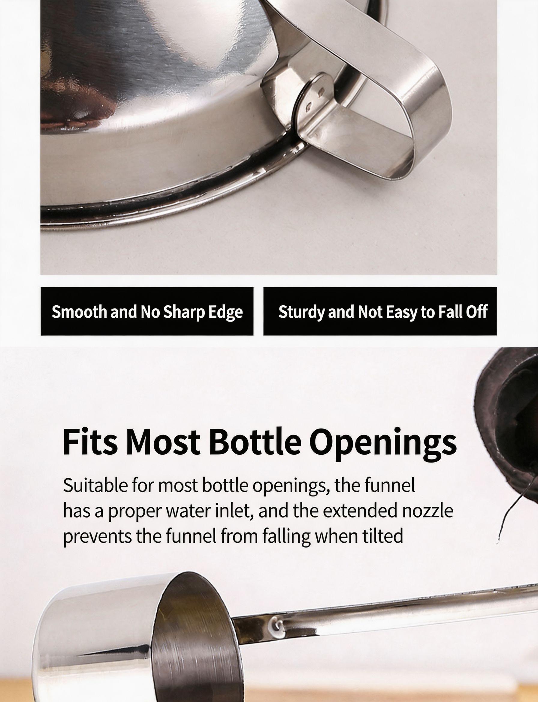 Viral Kitchen Hack 3Piece 304 Stainless Steel Funnel Set Ultimate 2026 Home Organization Must-Have  Includes Filter Screen & Cleaning Brush  Perfect for Essential Oils Spices & Liquid Filling – Durable & Professional Grade