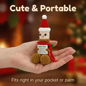 Handmade Crochet Doll with Positive Affirmation Card Inspirational Plush Toy for Emotional Support Ideal for Birthdays Parties Valentine’s Day Mother’s Day Home Office Decor