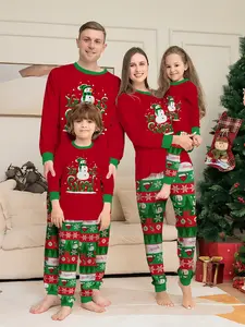 Christmas Family Pajama Set, Cute Snowman Christmas Tree Design, Comfortable Skin-Friendly Home Wear, Unisex Holiday Sleepwear