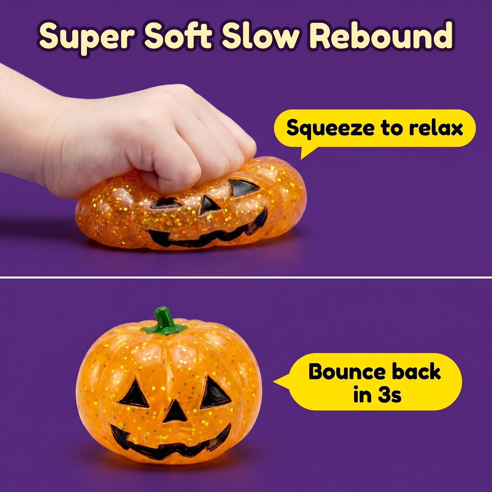 8 Pack  Halloween Squishy Surprise Box Clear Glitter Cute Spooky Sensory Fidget Toys  Soft TPR Stress Relief Squishies, Halloween Christmas Birthday Gift for Kids Teens, Collectible Desk Decor