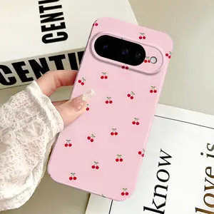 Cute Cherry Pattern Anti - fall Protection Precise Hole Film Case for Google Pixel 7/8/9/10 Pro 5G Daily New, Casing