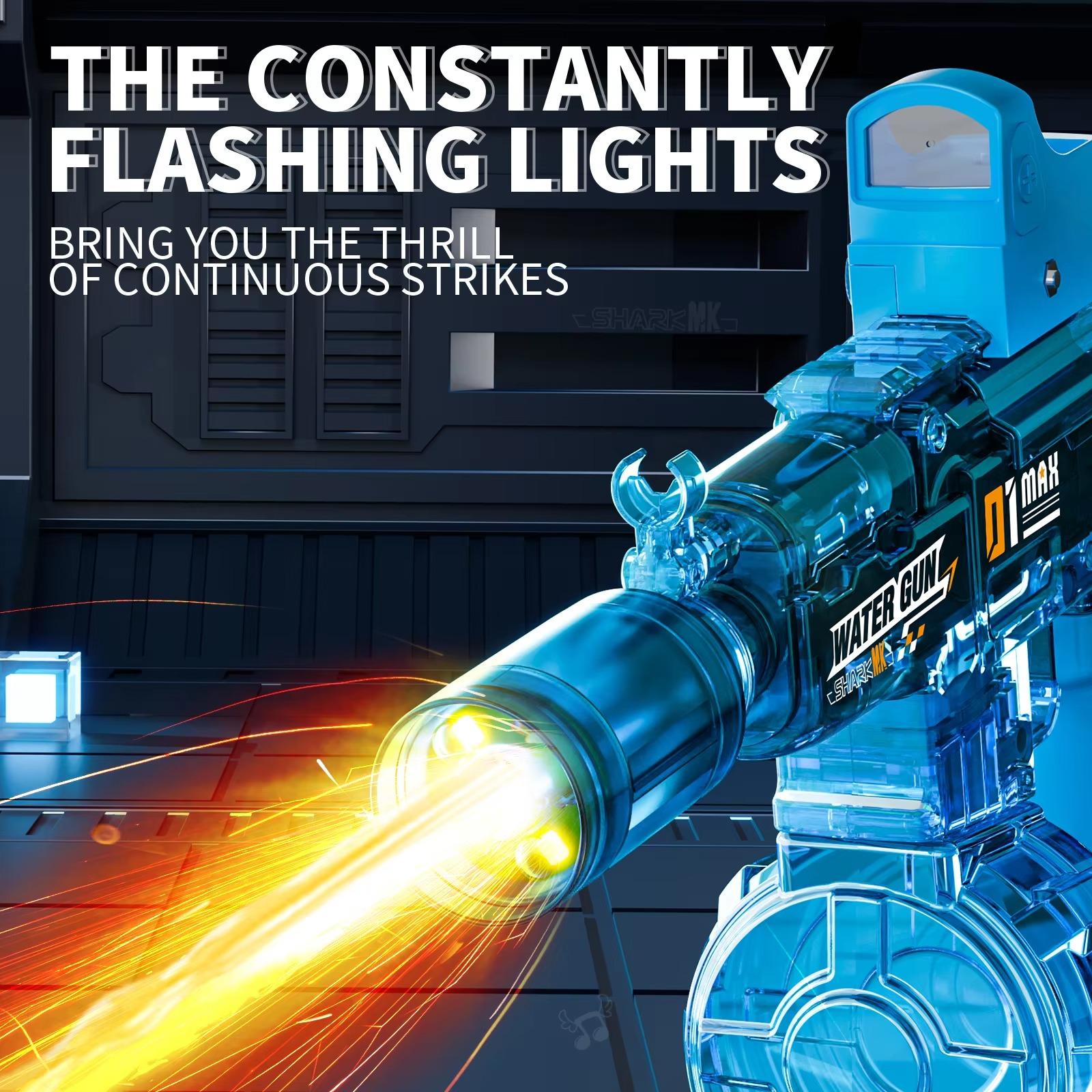 Powerful Electric Water Gun Automatic, Glowing Realistic Muzzle 320cc High Capacity Squirt Toy, Up to 32FT Range for Backyard Beach Party Party gifts