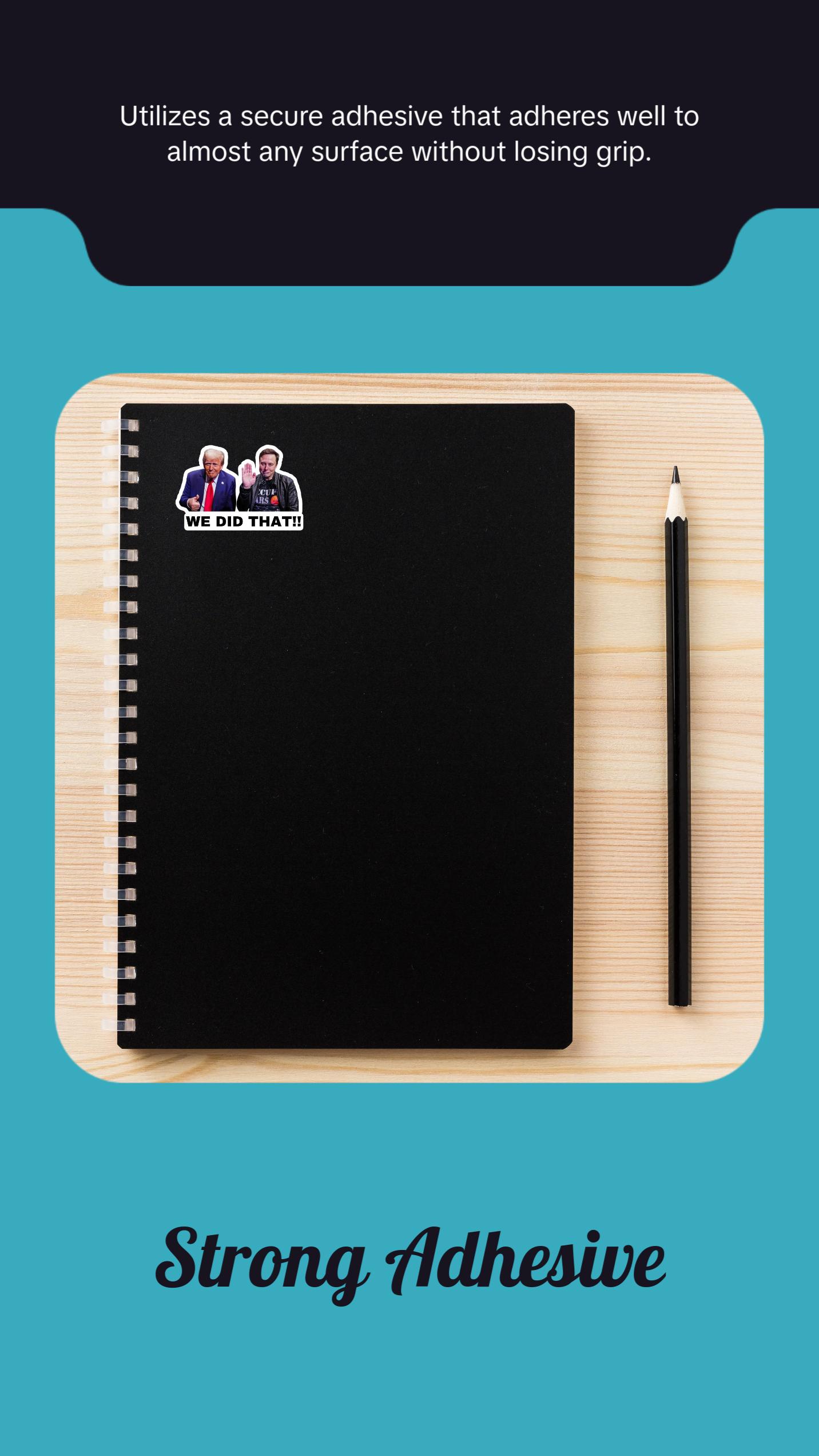 We Did That Trump and Elon Sticker | Political Sticker | Vinyl Sticker | Water Resistant | 2" x 1.5" | Anti Trump | Meme Sticker We Did That Trump and Elon Sticker | Political Sticker | Vinyl Sticker | Water Resistant | 2" x 1.5" | Anti Trump | Meme Sticker