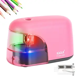 LED Electric Pencil Sharpener, Automatic Sharpening with Glowing Effect, 3 Second High Efficiency, Battery Powered, Large Capacity Shavings Tray, Art Supplies
