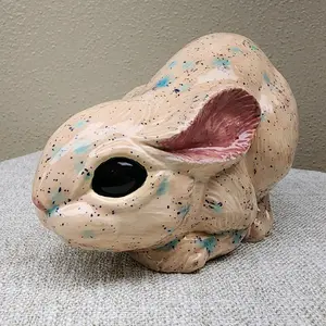 Lovely Creepy Bunny Handmade Ceramic Pottery