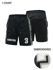 Men's Georgetown Short Pants Breathable Embroidered Basketball Shorts, Outdoor Sports & Competition, Casual Loose-Fitting All Seasons
