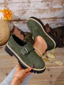 Daily Wear Womens Loafer Shoes Flatform Smooth Soft Comfy No Tie Design