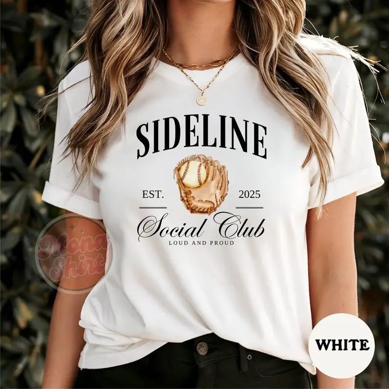 Sideline Social Club Shirt, Baseball Mom Shirt, Cute Game Day Tee, Sporty Mom Gift, Mother's Day Softball Tee, Baseball Shirt, Baseball Gift