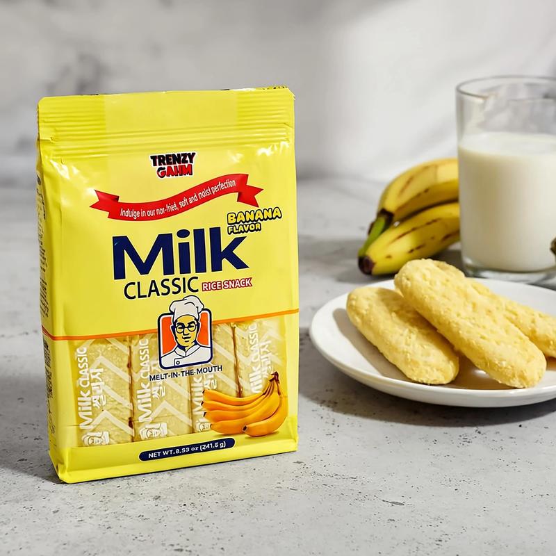 New Flavor Banana&Cheese Milk Rice Cakes 241.8g | Healthy Non-Fried Snack | Double Flavor Crunchy Korean Treat