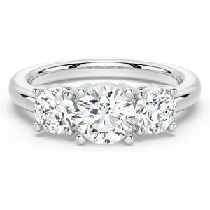 Three-Stone Anniversary Band 1ct Round Moissanite Engagement Ring S925 Sterling Silver GRA Certified
