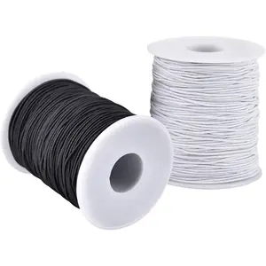 Elastic String for Bracelets, 2 Rolls 1 mm Sturdy Stretchy Elastic Cord for Jewelry Making, Necklaces, Beading Black and White