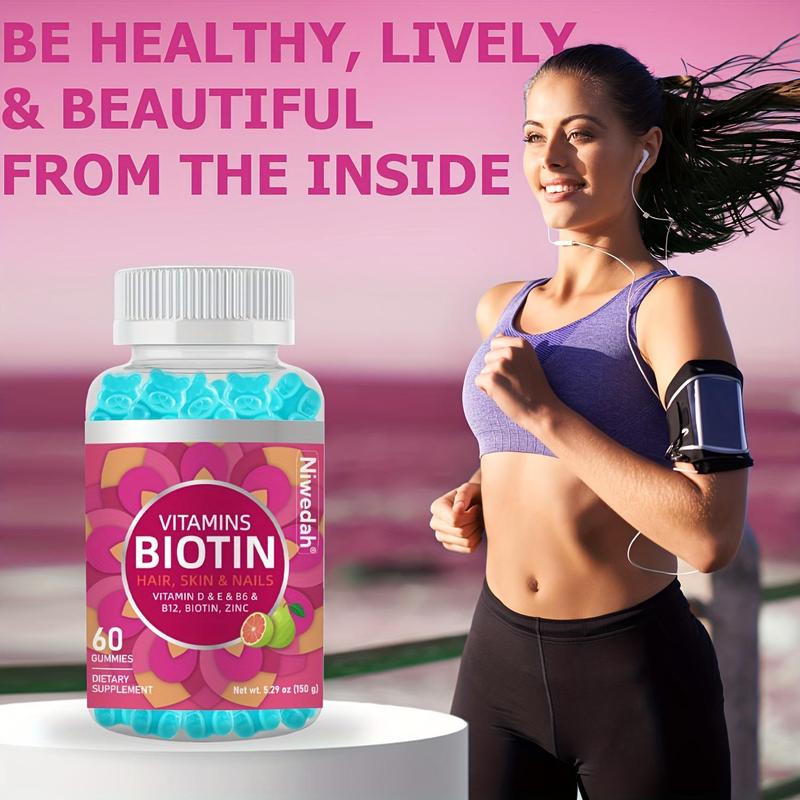 Niwedah Optimum Biotin 3,000mcg Gummies - 60 Count Dietary Supplement for Hair Skin and Nails, Healthcare Vitamin for Strength & Growth, Fitness Wellness Support, Edible Berry Chews for Men & Women